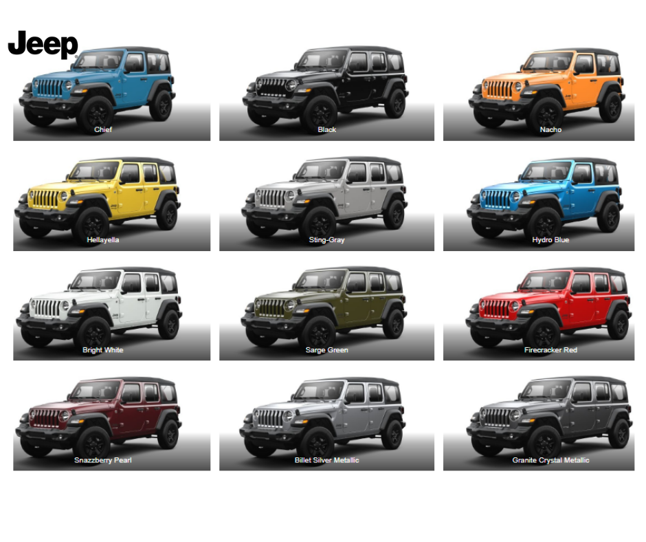Actualizar 42+ imagen best selling jeep wrangler color