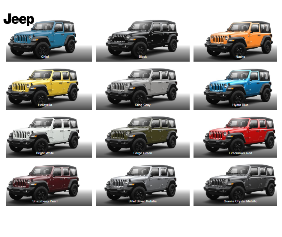 How To Choose The Best Jeep Wrangler Color Jeep Nepal